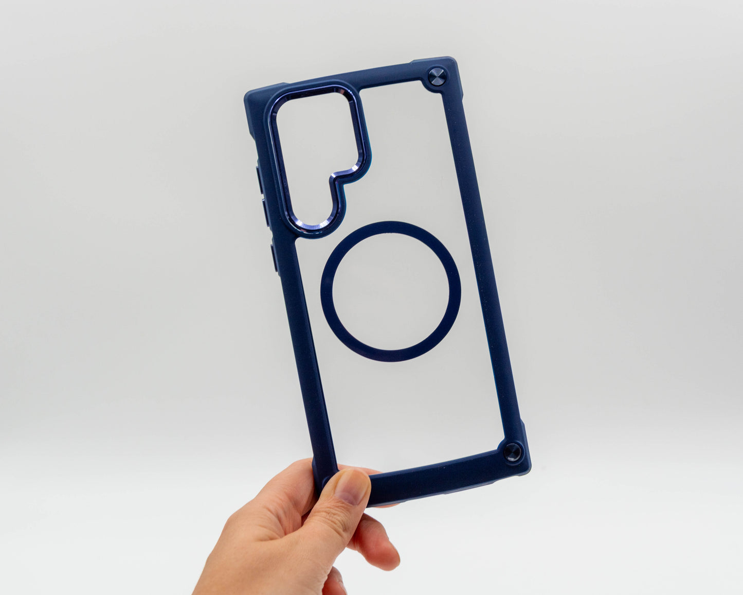 Estuche transparente con orilla y aro magnético, para Samsung