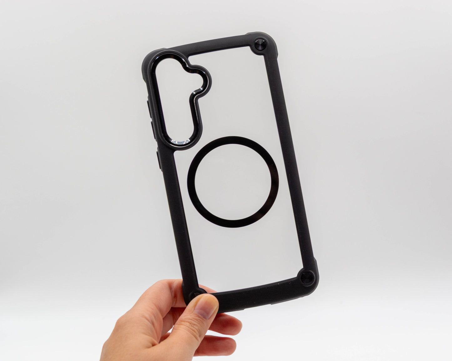 Estuche transparente con orilla y aro magnético, para Samsung