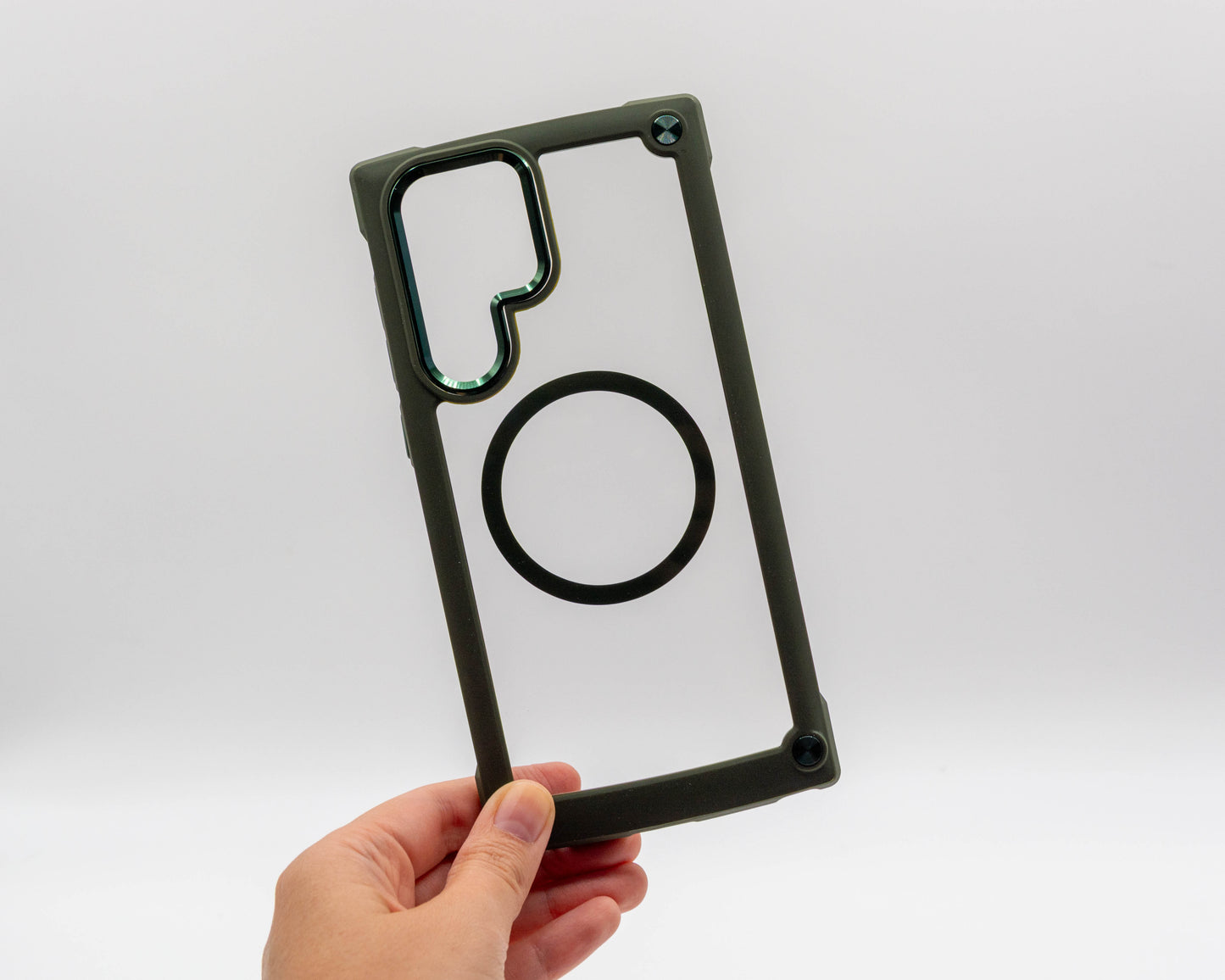 Estuche transparente con orilla y aro magnético, para Samsung