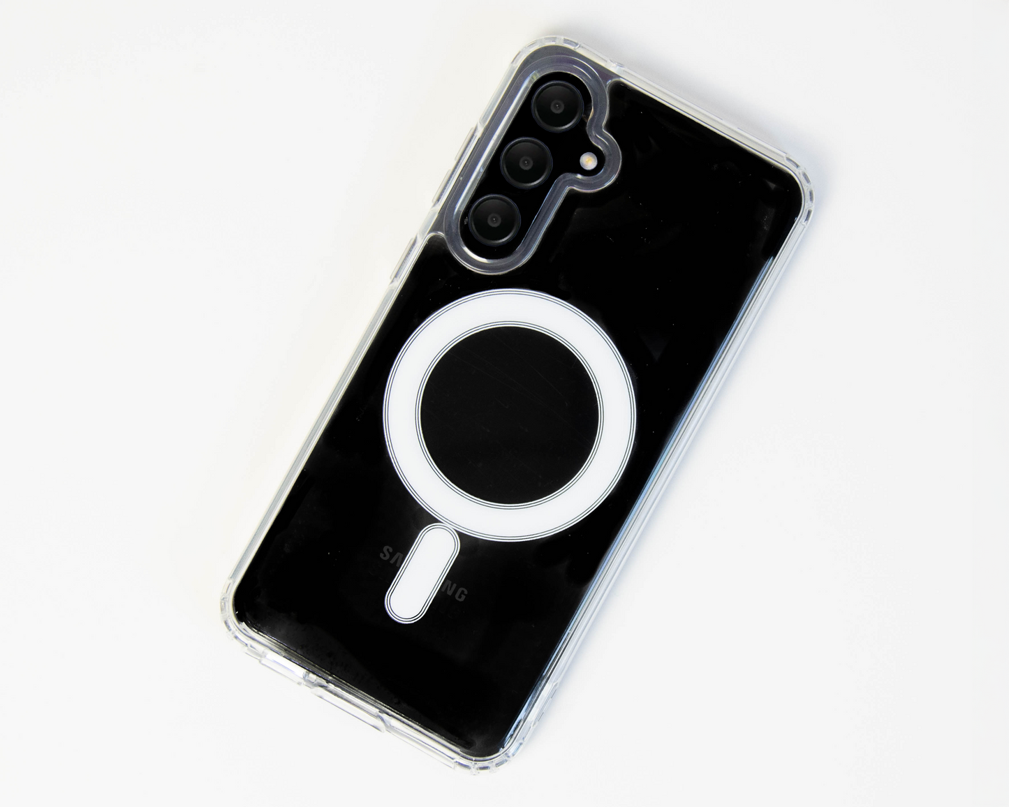Estuche Transparente con Aro Magnético para Samsung