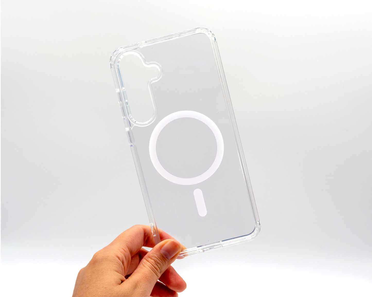Estuche premium transparente con aro magnético, para Samsung