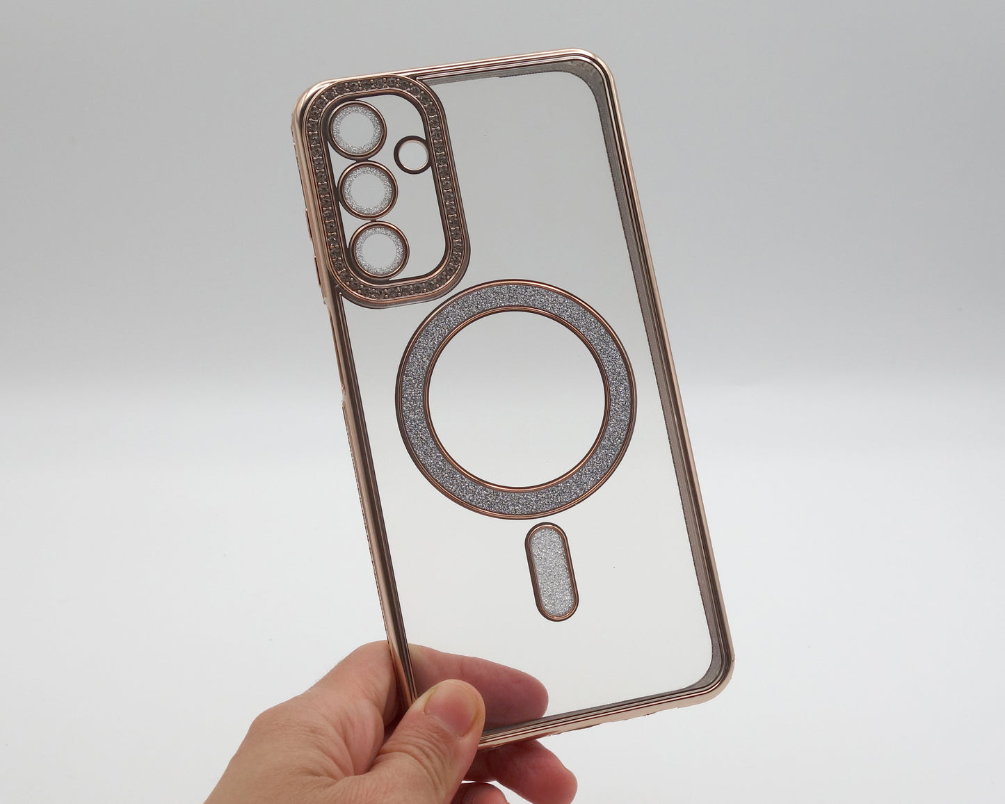 Estuche con diamantes y aro magnético para Samsung