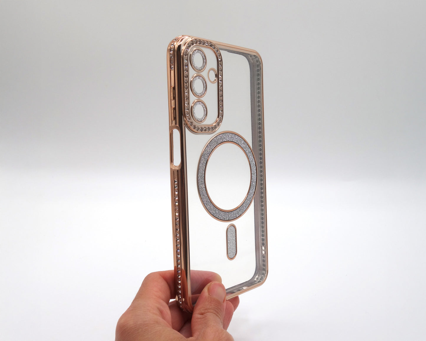 Estuche con diamantes y aro magnético para Samsung