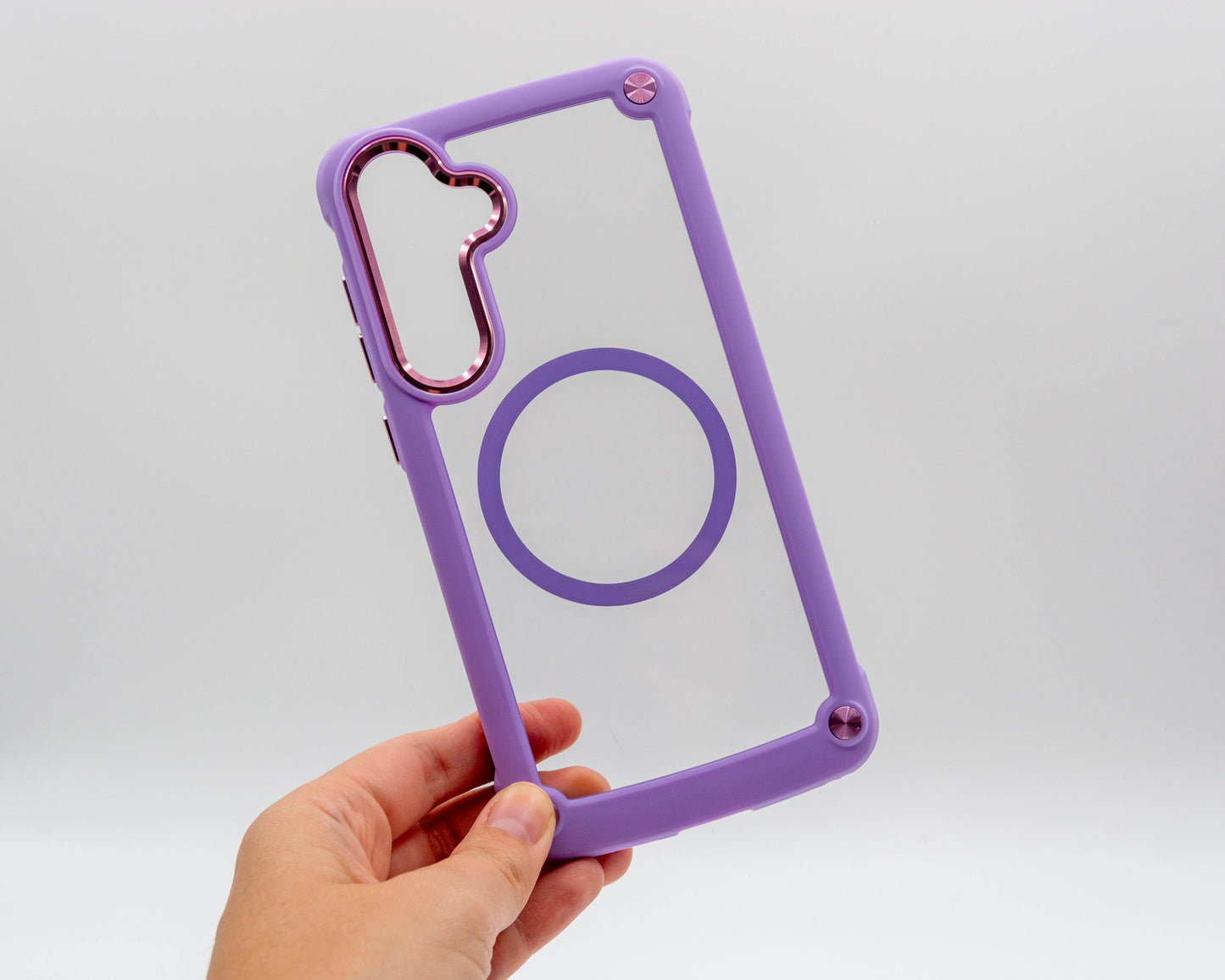Estuche transparente con orilla y aro magnético, para Samsung